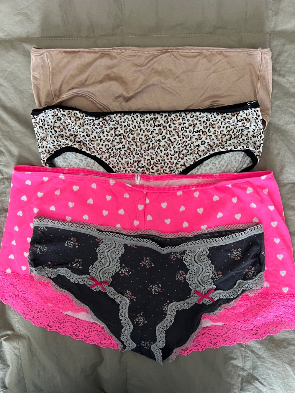 Victoria's Secret Multicolor Bikini Panty Pack — Pink, Black, Beige, Leopard
